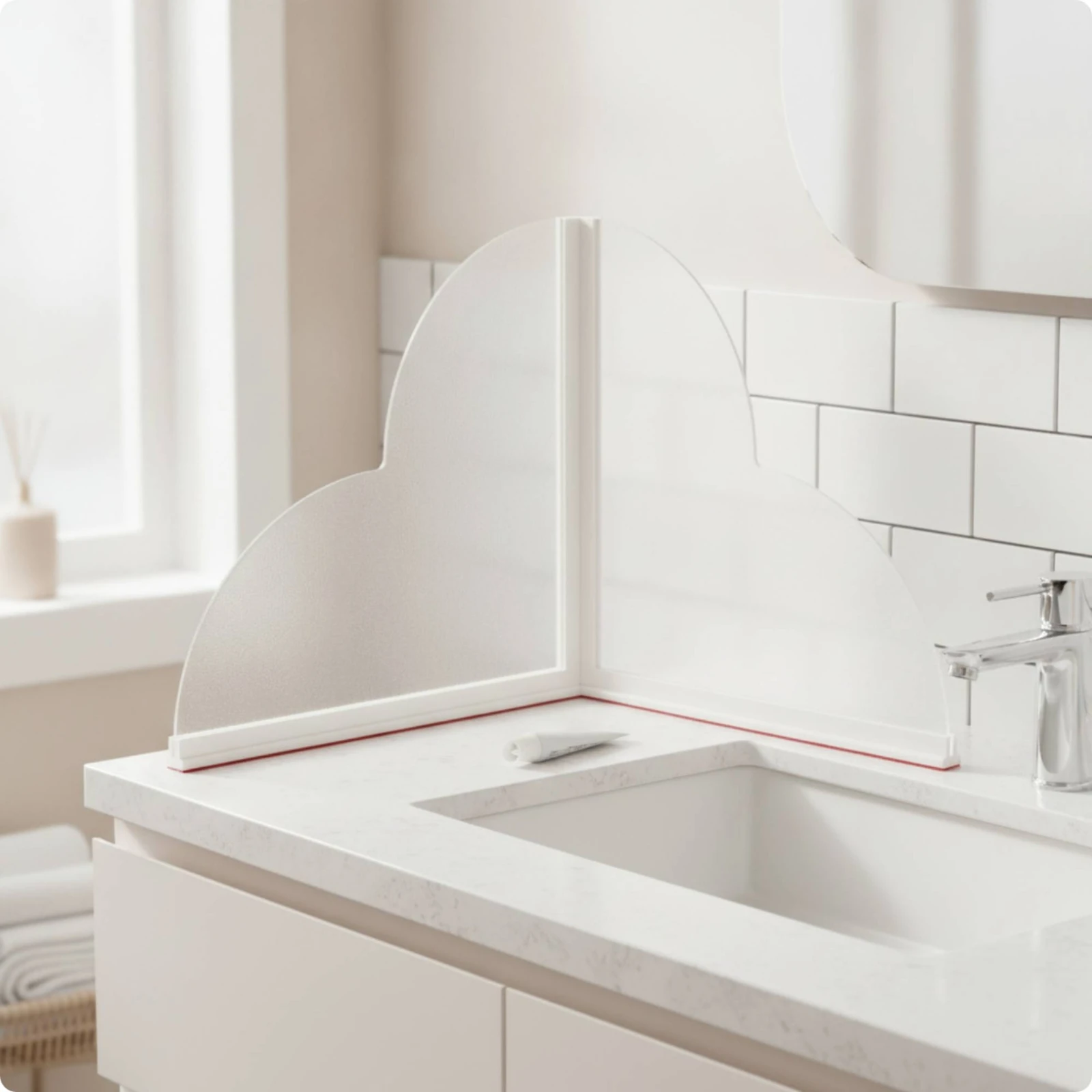 2 Pieces Acrylic Water-Splash Guard Panel Easy to Clean Splash Guard with Silicone Strip Bathtub Water Barrier Sturdy Clear
