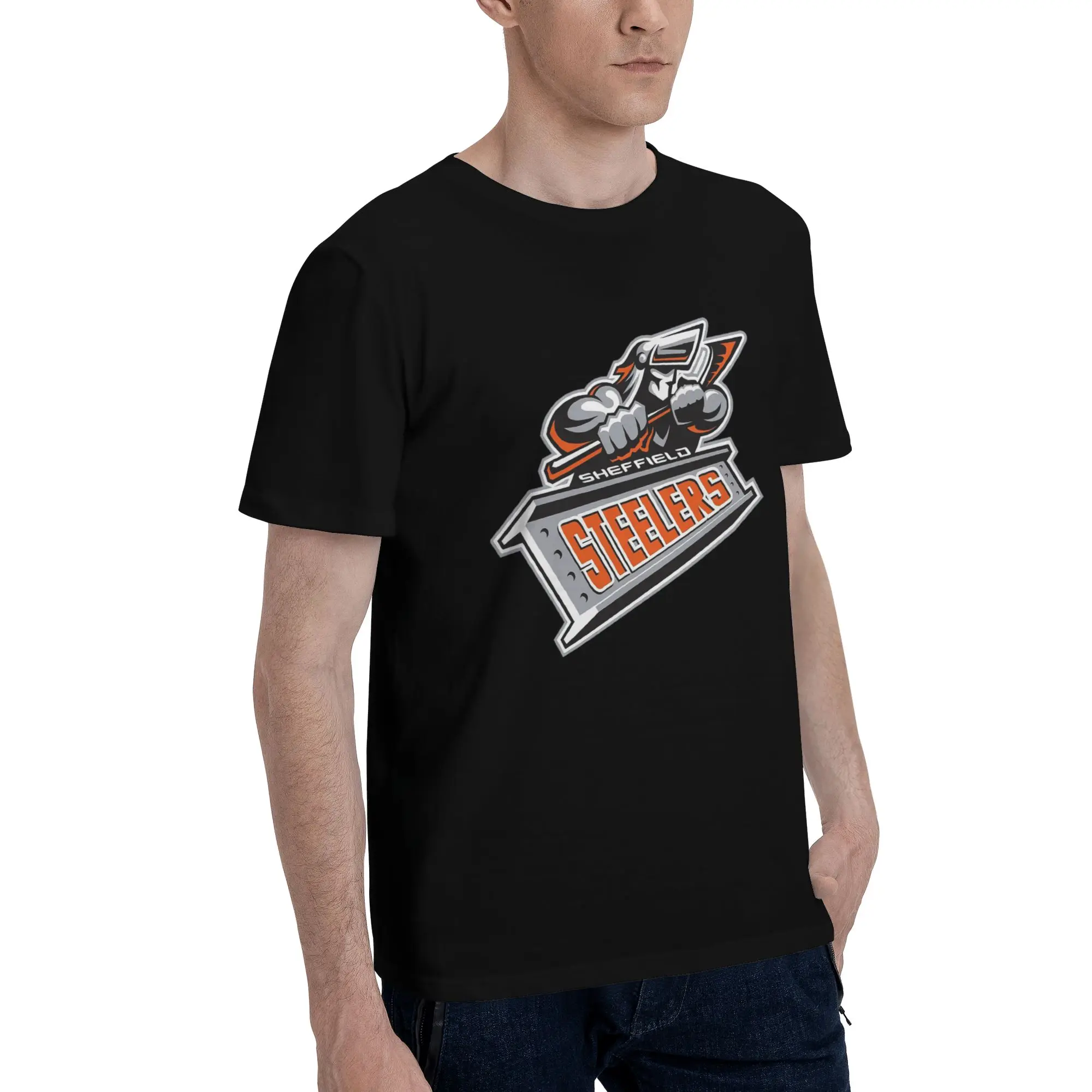 

The Sheffield Steelers (2) Мужская футболка больших размеров, мужские хлопковые футболки с круглым вырезом, короткие летние мужские футболки