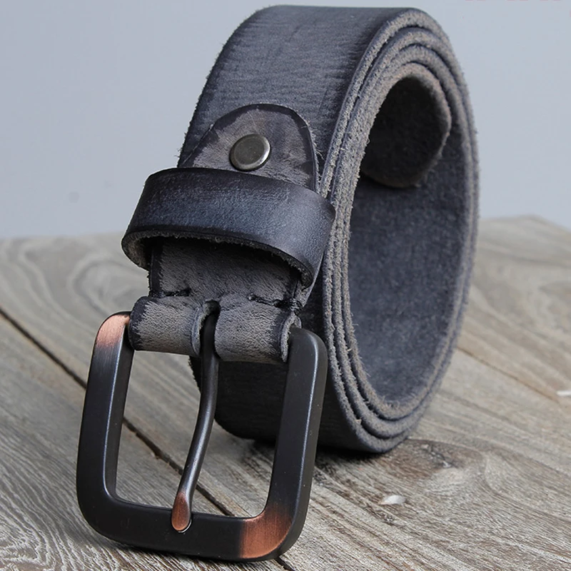 

Men's Heavy Duty Work Belt 100% Real Leather Women Pin Buckle Jeans Belts Crazy Horse Leather Belt