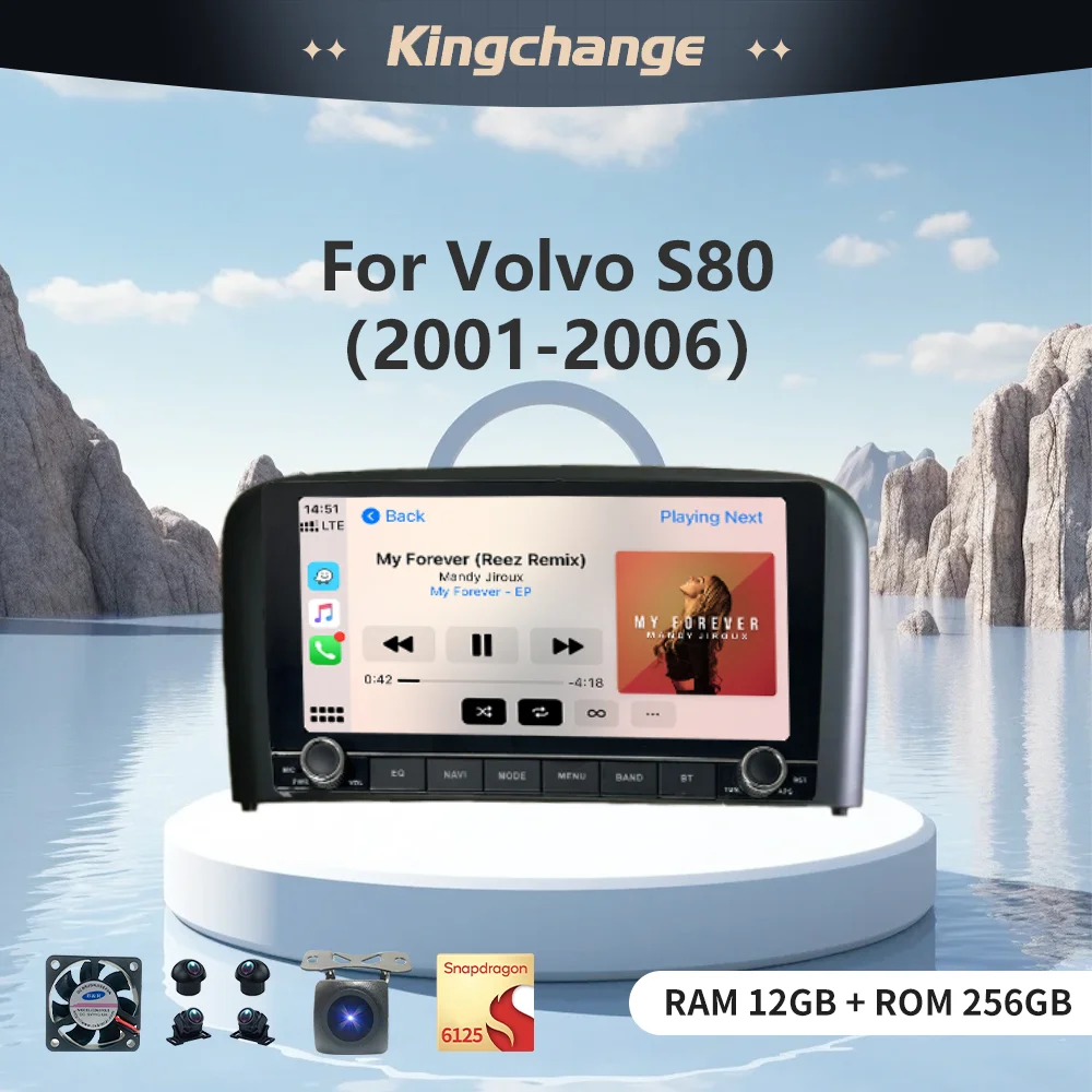 

Kingchange Android 14 8,9 "2 Din автомобильное мультимедийное радио для Volvo s80 2001-2006 Carplay Auto Wi-Fi GPS 360 камера BT Navi SWC RDS