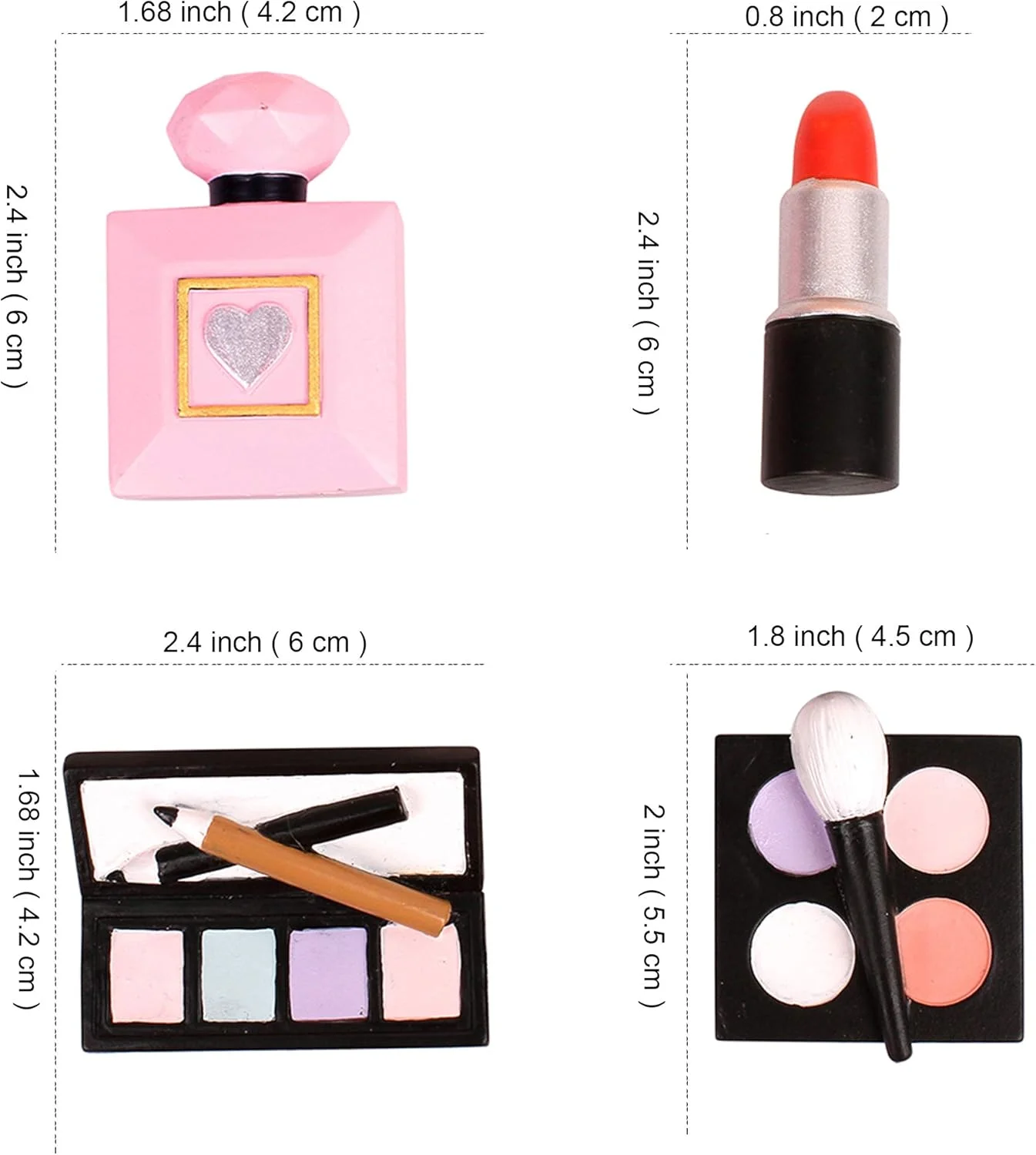 4 Stück Kunstharz-Kosmetik-Kuchenaufsätze – Lippenstift- und Parfümdekoration für Make-up-Thema, Braut, Bachelorette, Geburtstagsparty-Zubehör – Detail 2