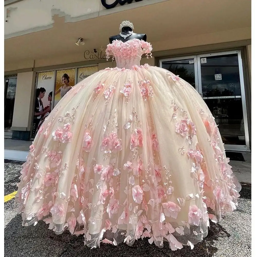 

Lorencia Elegant Pink Ball Gown Quinceanera Dresses 2023 Sweetheart Flowers Lace Appliques Beading Vestidos De 15 Años YQD190