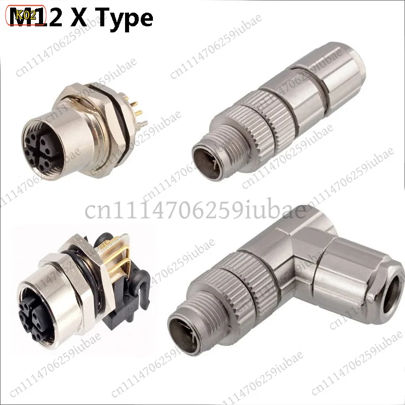 BK M12 X-Code 8Pin Waterproof Aviation Connector Male Plug Female Socket Panel Mount PCB, Replacement Parts