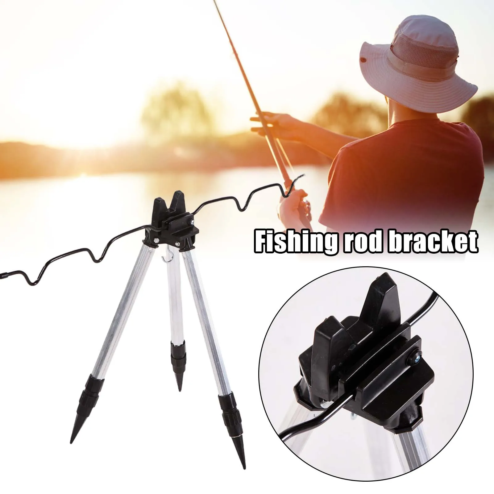 

Aluminum Alloy Tripod Fishing Rod Holder Telescopic Ground Stand Bracket Portable Foldable Support For Sea Lake River Fishing