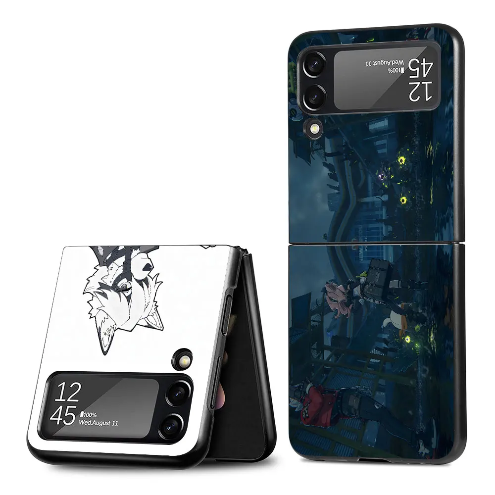 Game Zenless Zone Zero ZZZ Phone Case for Samsung Galaxy Z Flip 4 3 5G Hard PC Cover Flip4 Flip3 Black Funda Capa Zflip4 Zflip3