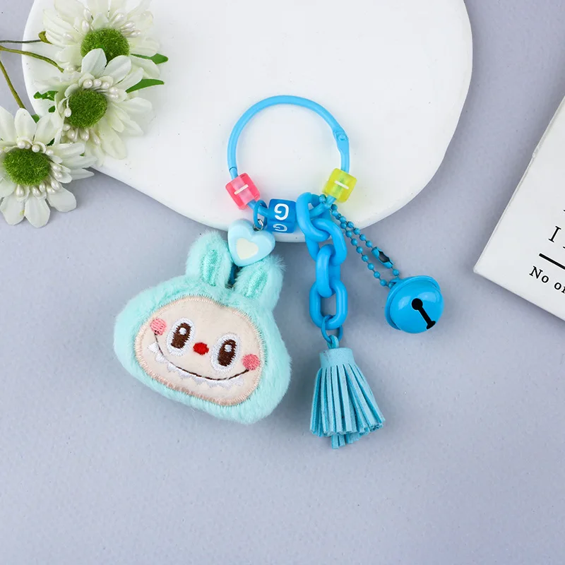 Nieuwe 12.5 cm Labubu Pluche Sleutelhanger Hanger Kawaii Cartoon Schattige Pop Rugzak Hanger Geschenken