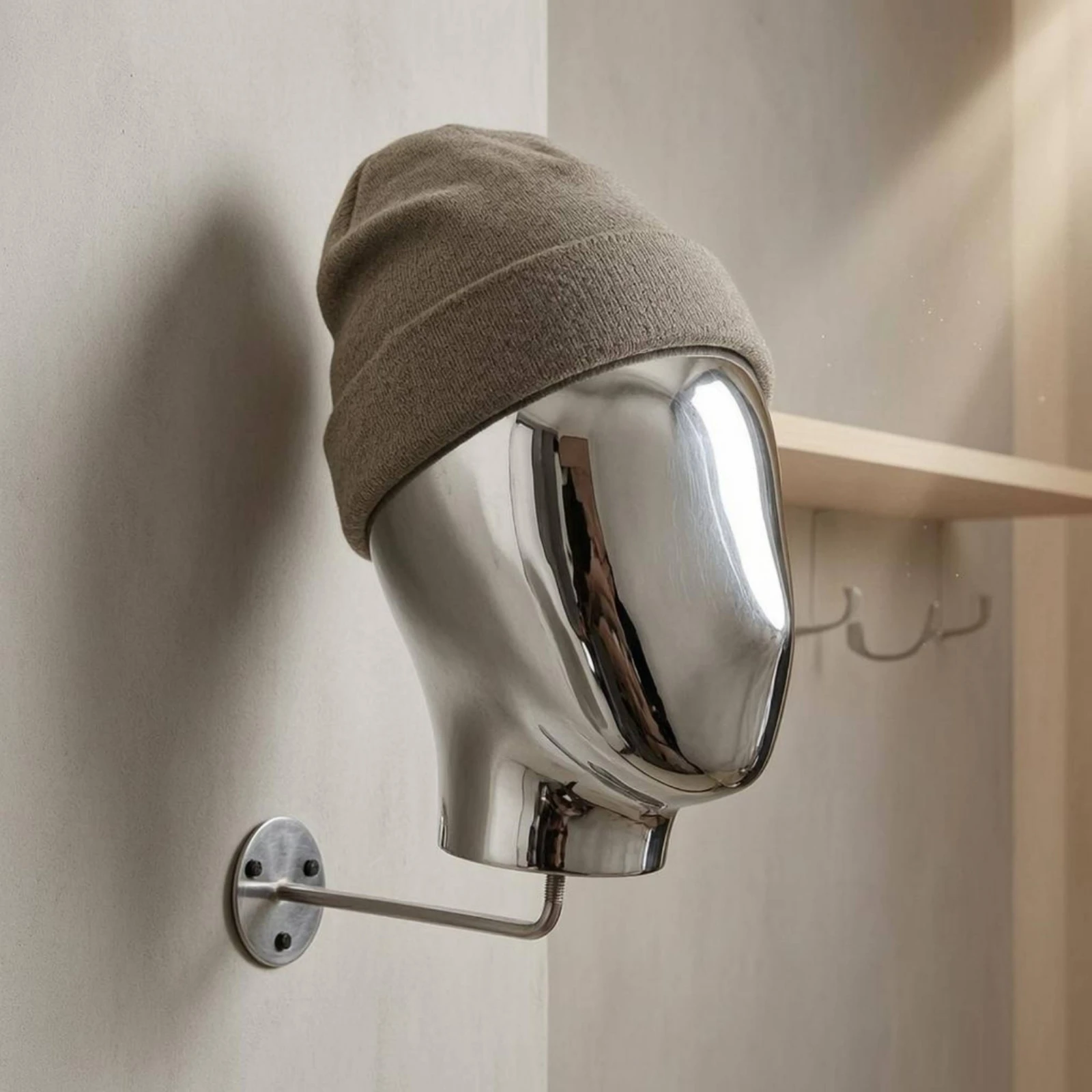 

Wall-Mounted Mannequin Head Curved Metal Arm Female Head Mannequin Wall Mounted Hairpiece Holder Long-Lasting Hat Display Holder