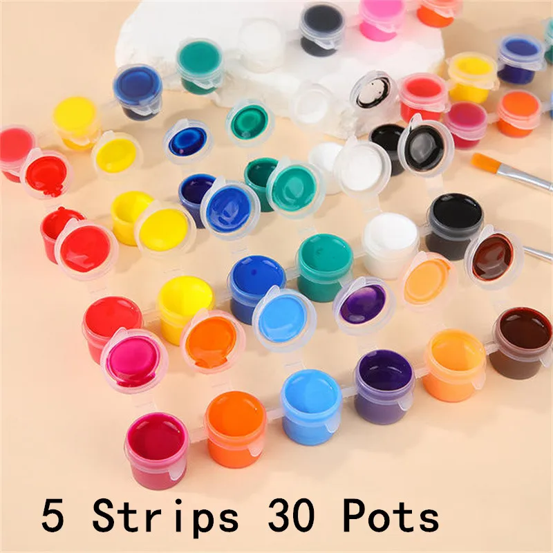 5 Strips Storage Container 30 Pots 2ML-5ML Each Slot for Drawing Empty Paint Strips Pigment Container Art Crafts Paint Cup Box
