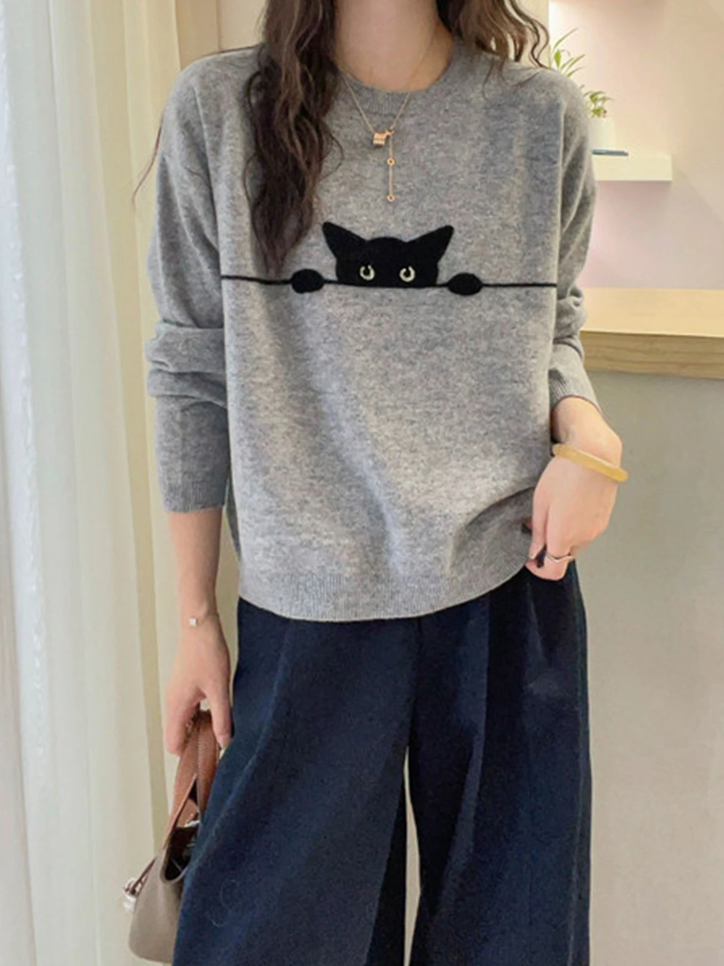 Lose Koreanische Sle runde Ne Pullover Lange Sve Basis irt Herbst Einzigartige Einfache Abnehmen Gestrickte Top Pendeln Faion