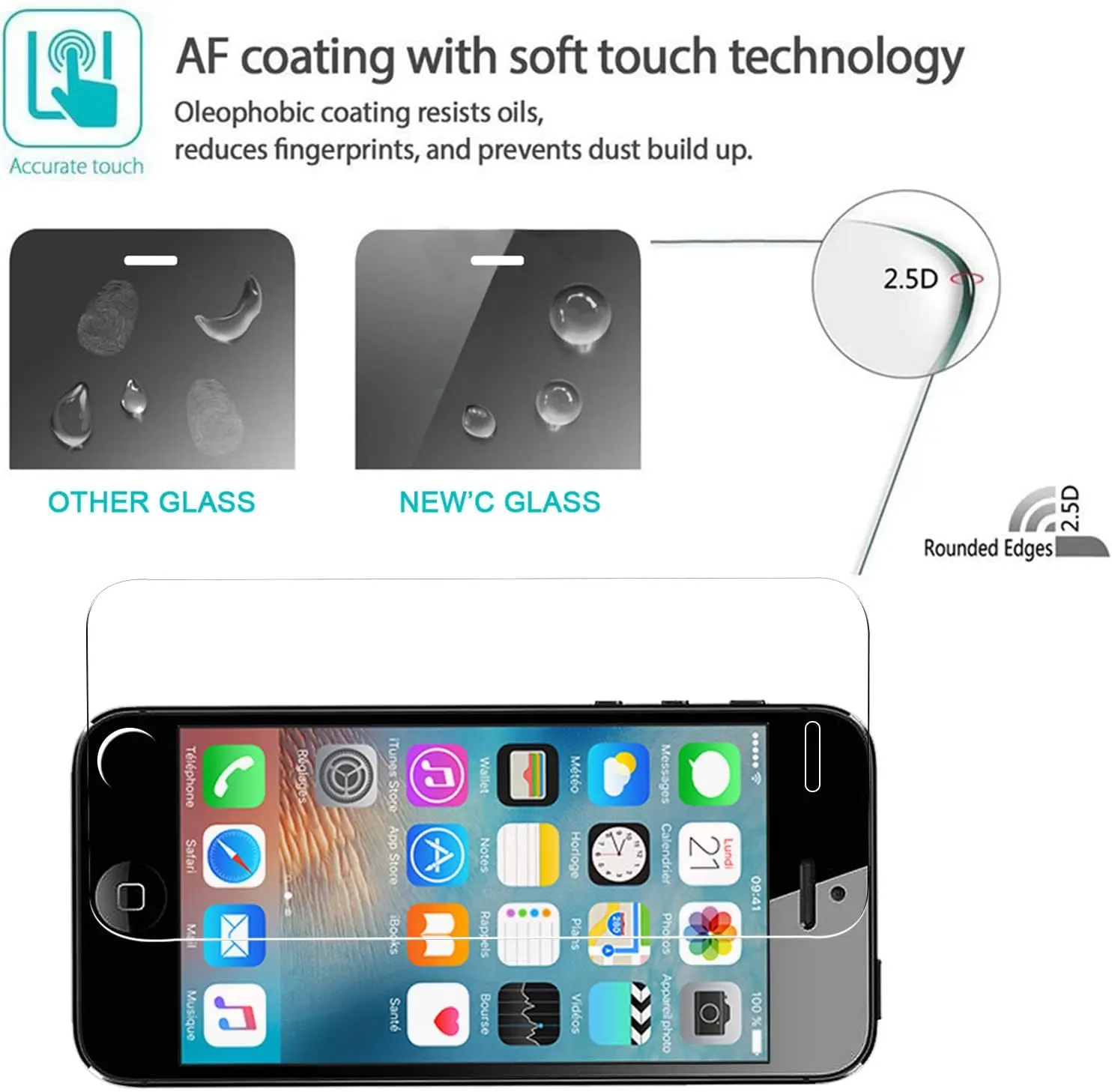 For iPhone 4 4S 5S 5 5C SE 2016,HD Tempered Glass Screen Protector 9H 2/4Pcs