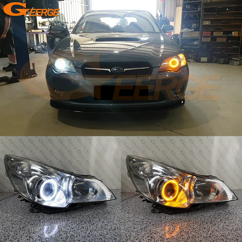 For Subaru Legacy Outback Liberty B4 BL BP BM BR Ultra Bright A/W Switchback Day Light Turn Signal Led Angel Eyes Kit Halo Rings