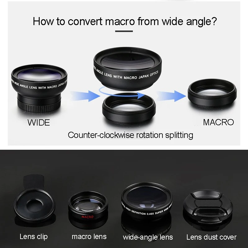 Mobile Phone 37MM 0.45X 49UV Super Wide-angle + Macro Lens For Mobile Camera For Phone Cell Phone Accessories Smartphone Support