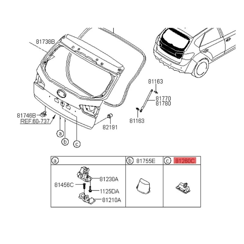 Car Outside Trunk Lid Lock Release Handle 812601M500 For Kia K3 Forte 5 2010-2018 Tailgate Handle Switch Button Assembly Parts