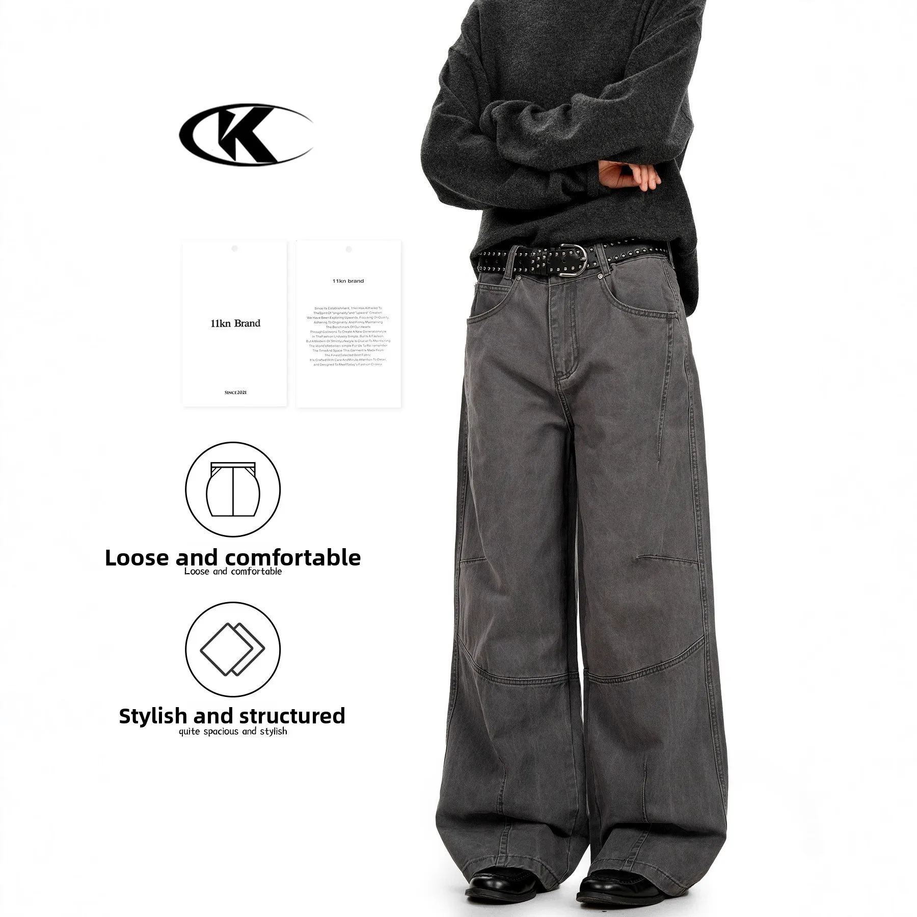 

Американские ретро-брюки из хлопка, свободные, прямого кроя, с эффектом стройности, повседневные брюки для мужчин, удобные, прямого кроя, ло...