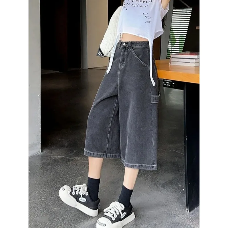 

Винтажные свободные джинсы с прямыми штанинами большого размера, женские летние широкие свободные брюки, повседневные брюки Seven-Five Middle P...