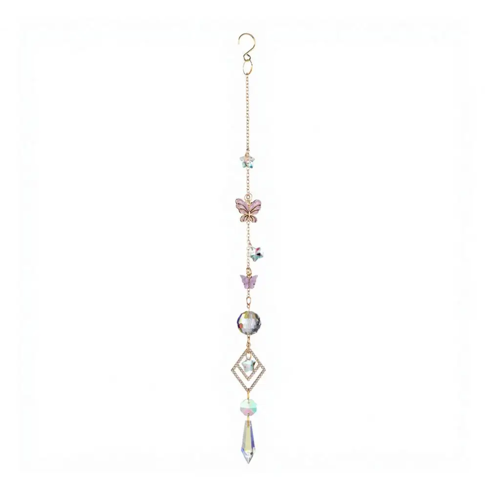 Hanging Ornament Wind Chime Butterfly Suncatcher Wind Chime Rainbow Maker Prism Hanging Ornament Indoor Outdoor Window for Home
