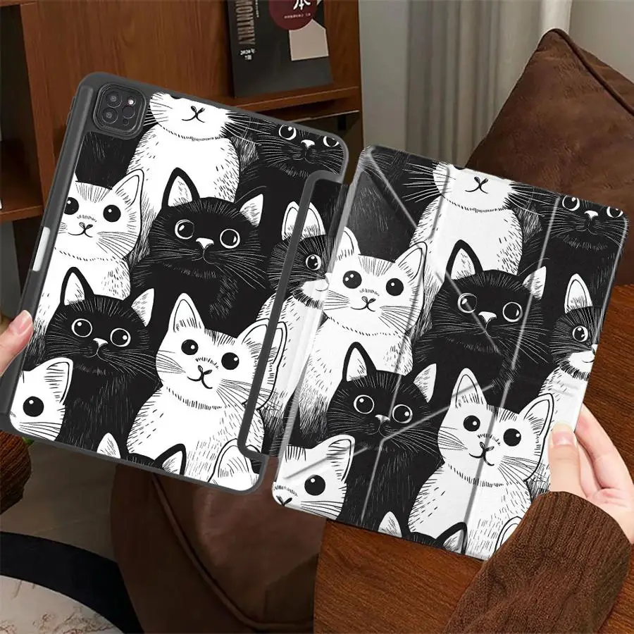 

Tablet Case For iPad Pro 2025 Pro 11th 10th 9th 8th 7th 12.9inch Mini 6 7 Air 4 5 M3 M2 M4 11inch Holder Cover Cute Cat Lovely