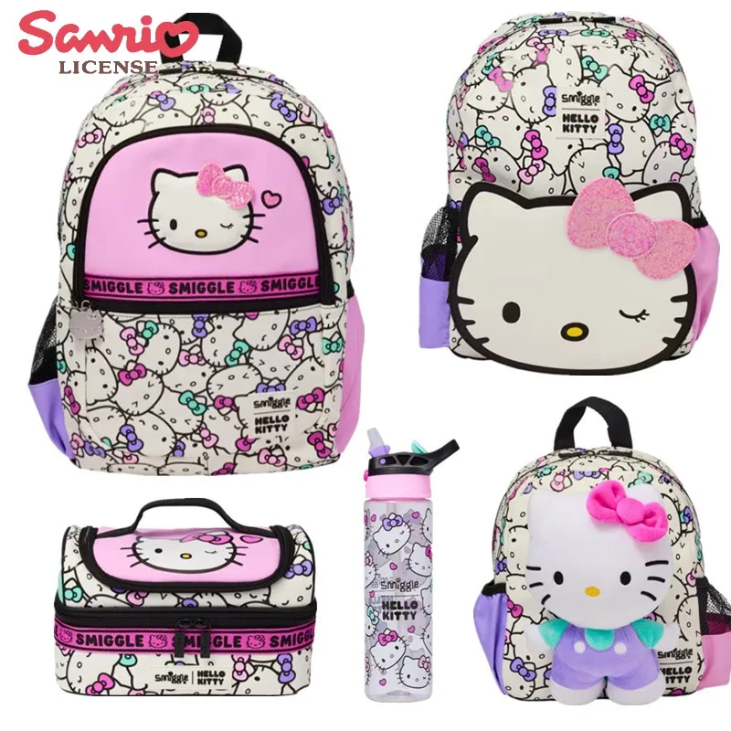 

Genuine Sanrio Smiggle School Bags Sanrio Hello Kitty Student Stationery Lunch Bag High-Capacity Backpack Water Cup Gift