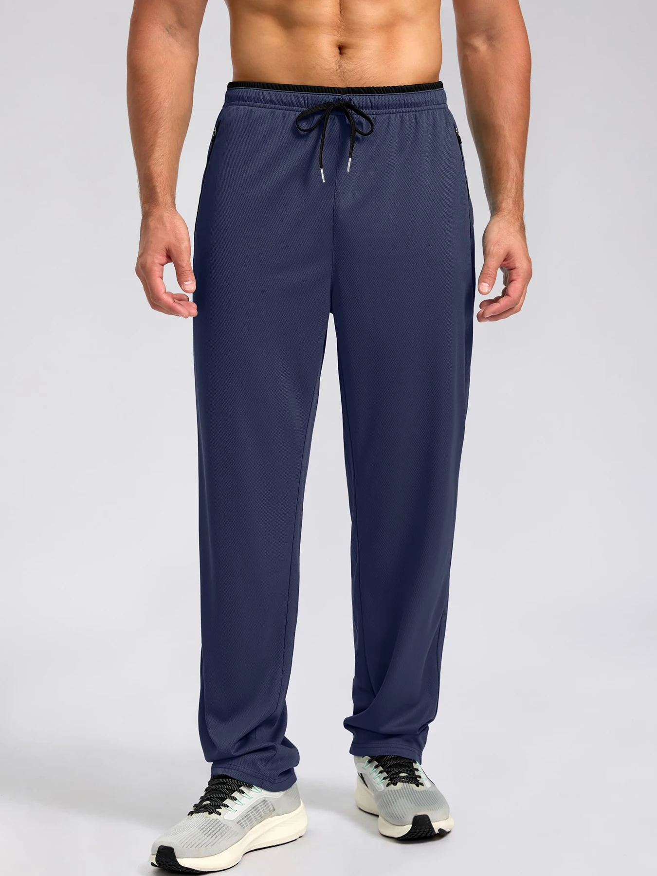 Schnell trocknende, atmungsaktive, leichte Activewear-Hose für Herren mit elastischem Bund und Reißverschlusstaschen für Fitnessstudio, Freizeit, Fitness, Laufen, Wandern – Detail 2