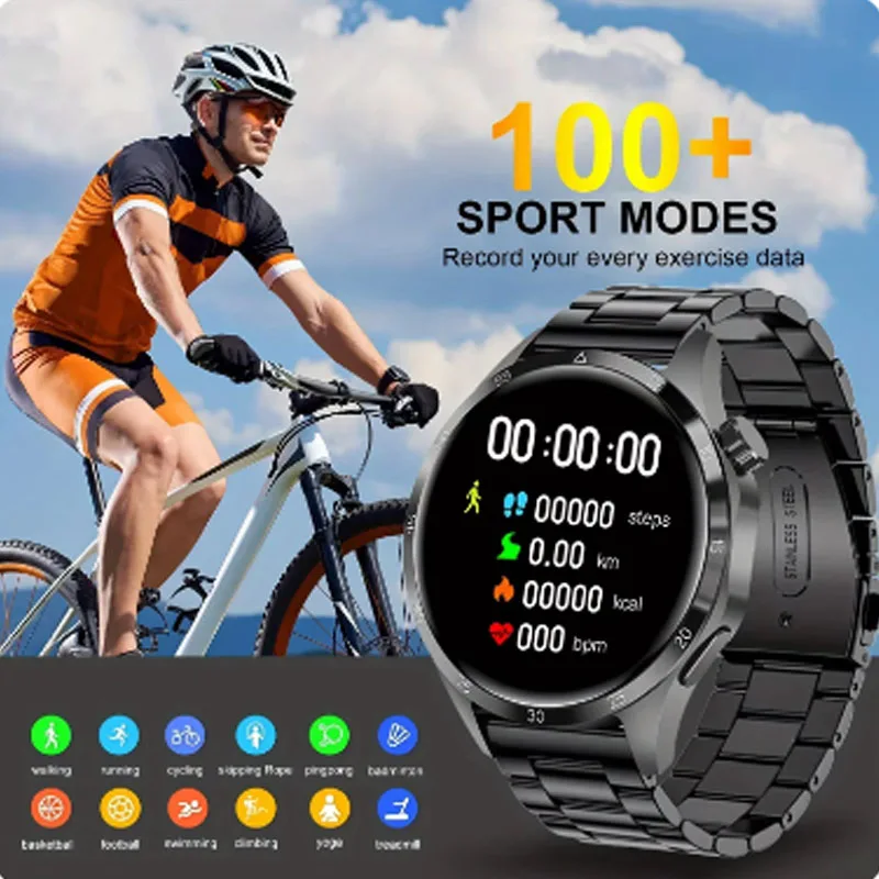 Black Watch For Oppo A74 5G Infinix  Smart Watch Men AMOLED HD Screen Bluetooth Call NFC Health GPS Sport Smartwatch Women 2024