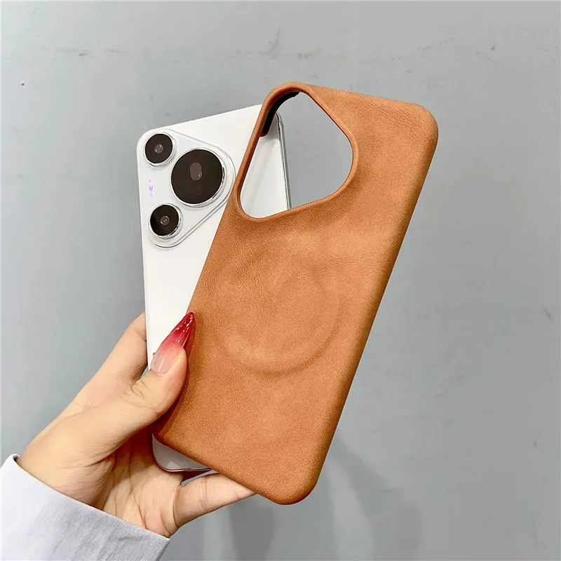 For Huawei Pura 80 70 P80 P70 P60 P50 P50E P40 Pro Plus Ultra For Magsafe PC + PU Leather Case Back Cover Protector Shell