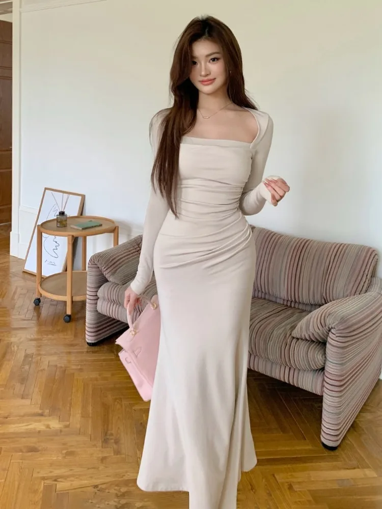 

Ele Square Ne Long Sve Slim Fit Fi Tail Dr, осень-зима, юбка с запахом и высокой талией, модная женская юбка Dr