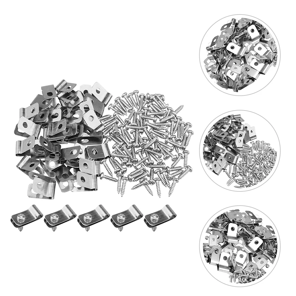 

100 Sets Stainless Steel Wire Clamp Mesh Fence Clamps Cage Mounting Clips Wood Fencing Cable