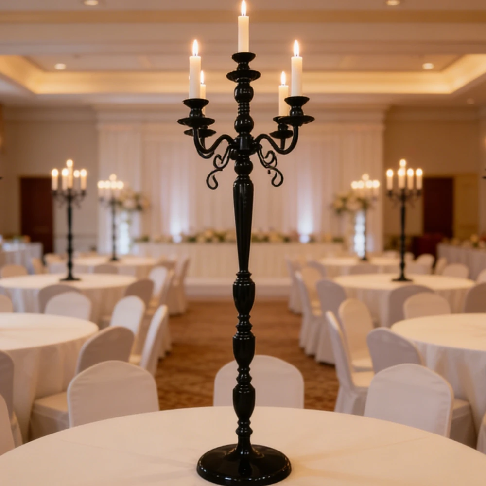 70/80/90/100cm Luxury Tall Geometric Metal Black Flower Stand Events Decorations Centerpieces for Wedding Table