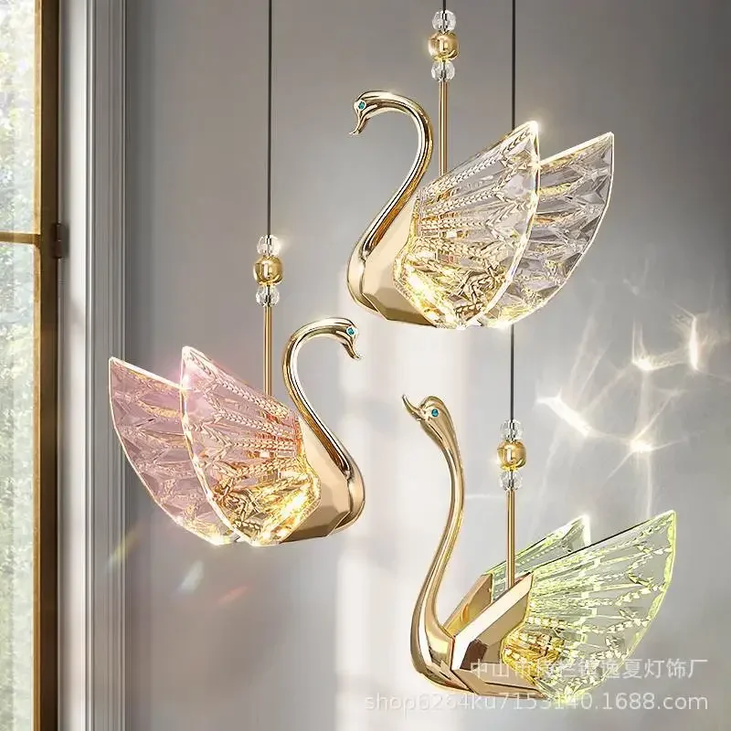 

Creative Design Swan Pendant Lights Home Decoration Master Bedroom Lighting Modern Simplicity Children's Room Hanging Lamps