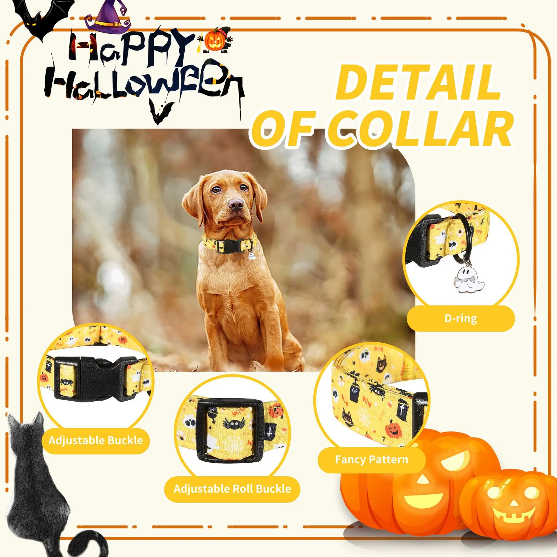 Halloween-Hundehalsbänder: Anti-Biss-Halsabdeckungen und spezielle Halsketten für unterwegs – für große, mittlere und kleine Hunde sowie Katzen – Detail 20