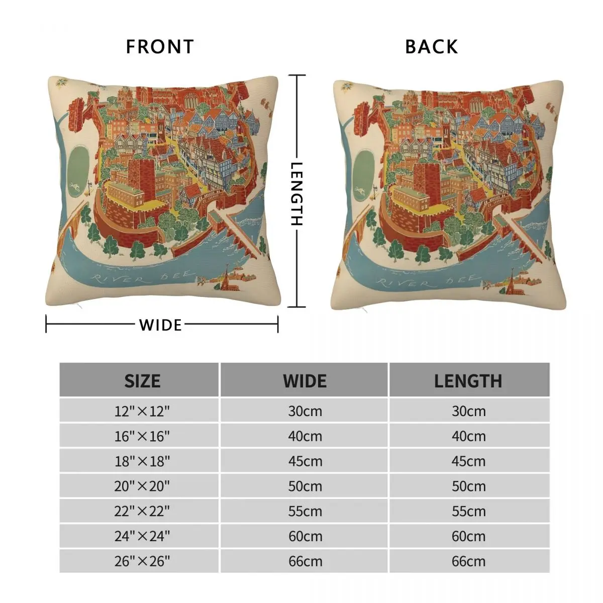Retro Iconic Chester Travel Square Pillowcase Polyester Linen Velvet Creative Zip Decorative Pillow Case Car Cushion Cover