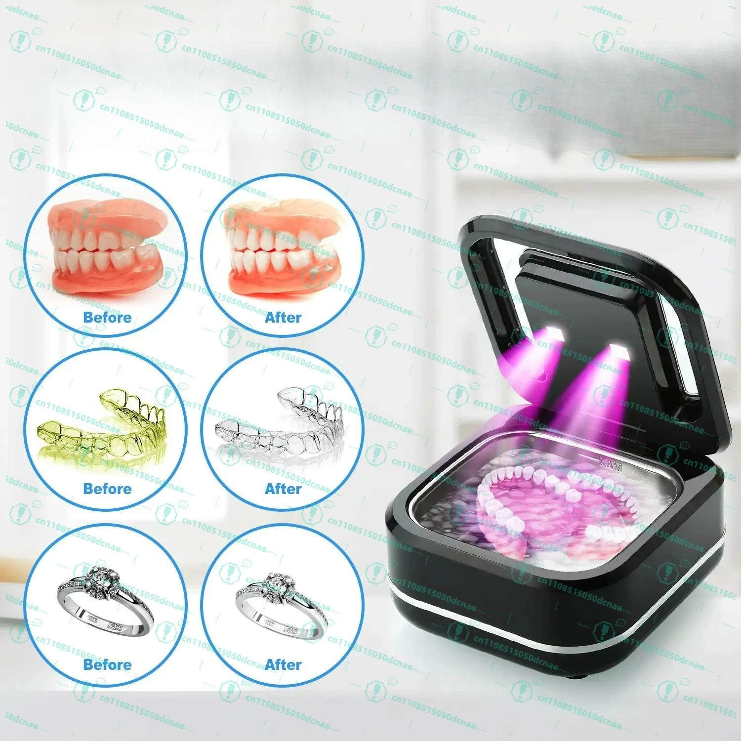 New Mini Portable Ultrasonic Tooth Tray Cleaner Ultraviolet Invisalign Dentures Cleaner ... view 5