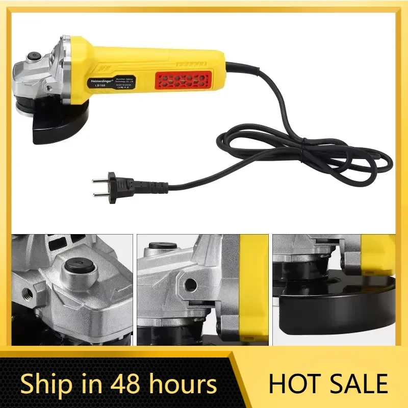 AC 220V Heimerdinger 1100W 10000RPM Brushless Angle Grinder with Quick-Change Blade, Alloy Cover & Auxiliary Handle