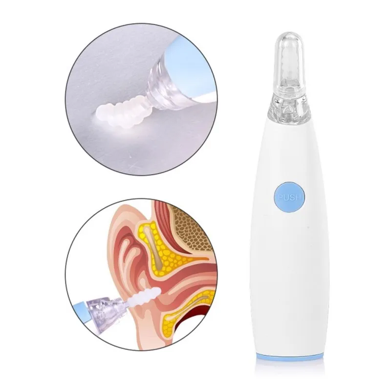 

Electric Ear Cleaner Battery Powered Safety Cordless Ear Wax Remover Ear Cleaning Tool with 4 Removable Silicone Nozzle Heads