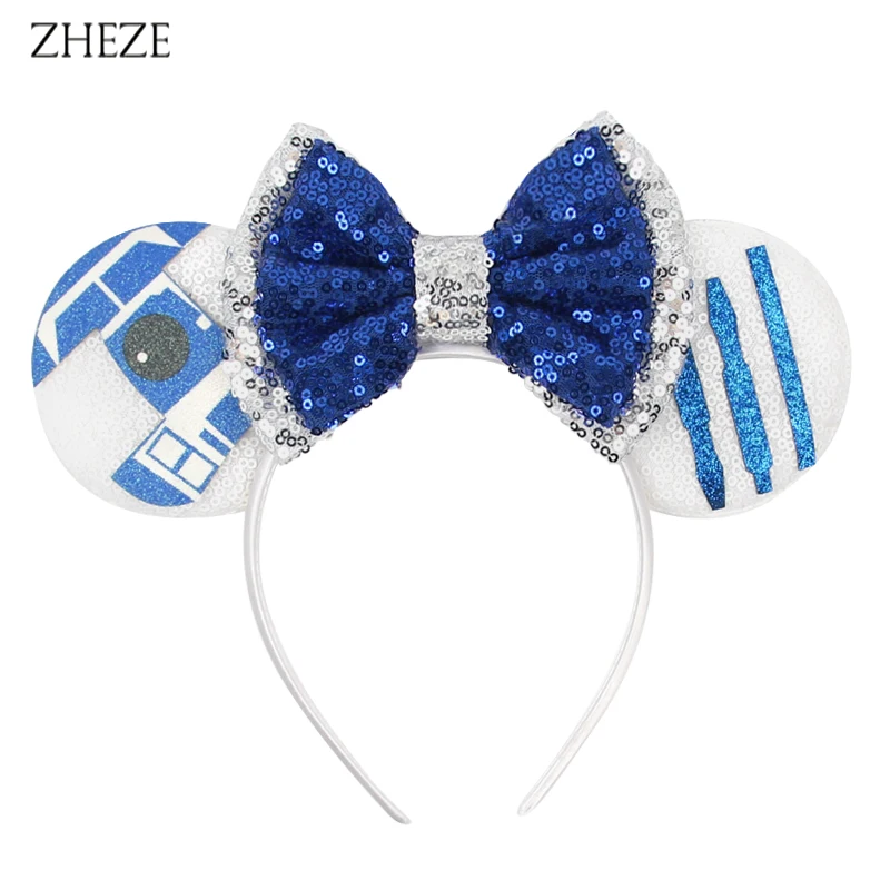 2024 Star War Character Mouse Ears Headband Sequin Bow Hairband Girls Boys Festival Party Cosplay DIY Hair Accessories Boutique