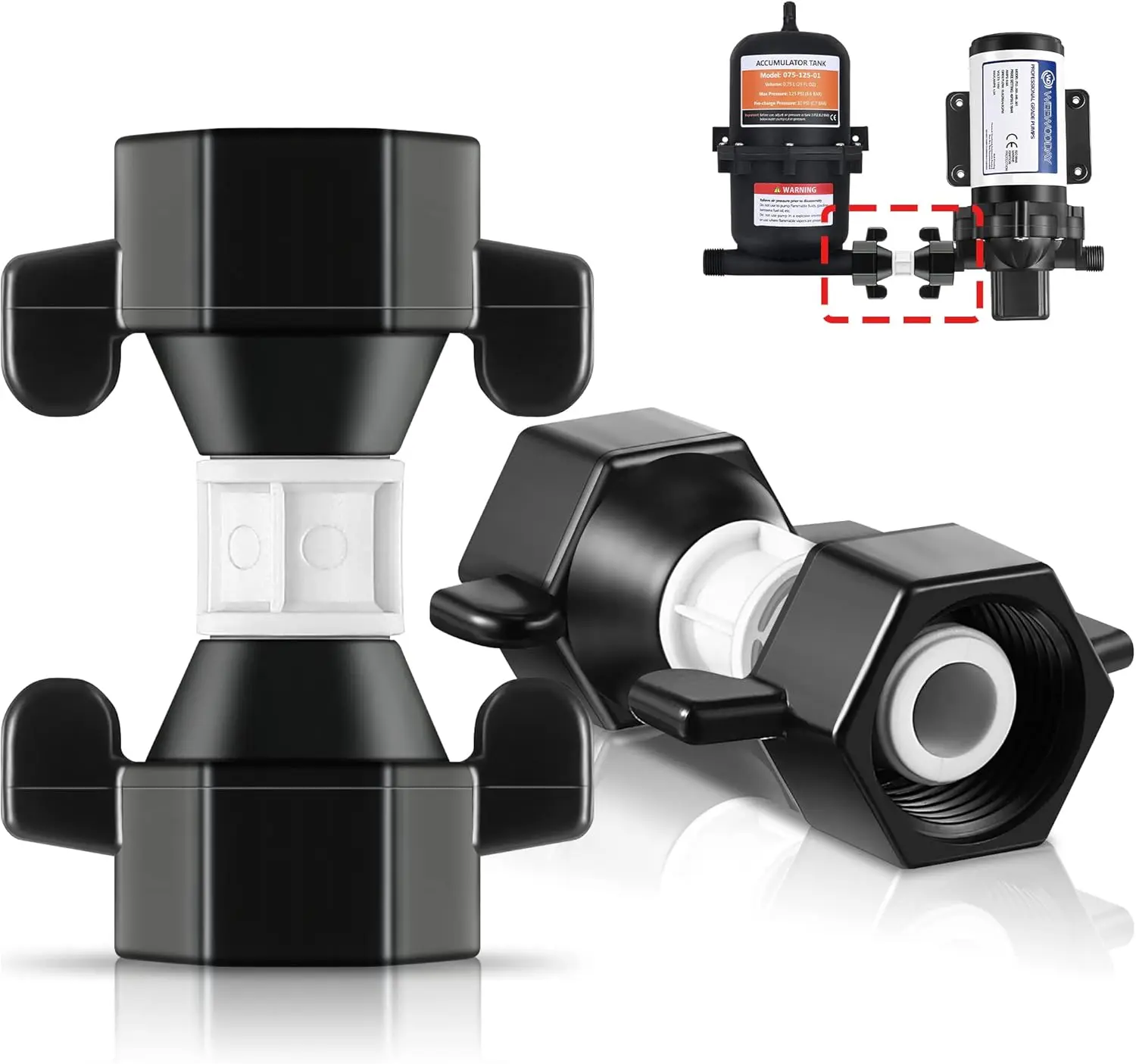 

2 Pack 1/2 Inch Straight Swivel Adapter RV Plumbing Fittings, for Connecting Water Pump and Pre Pressurized Accumulator