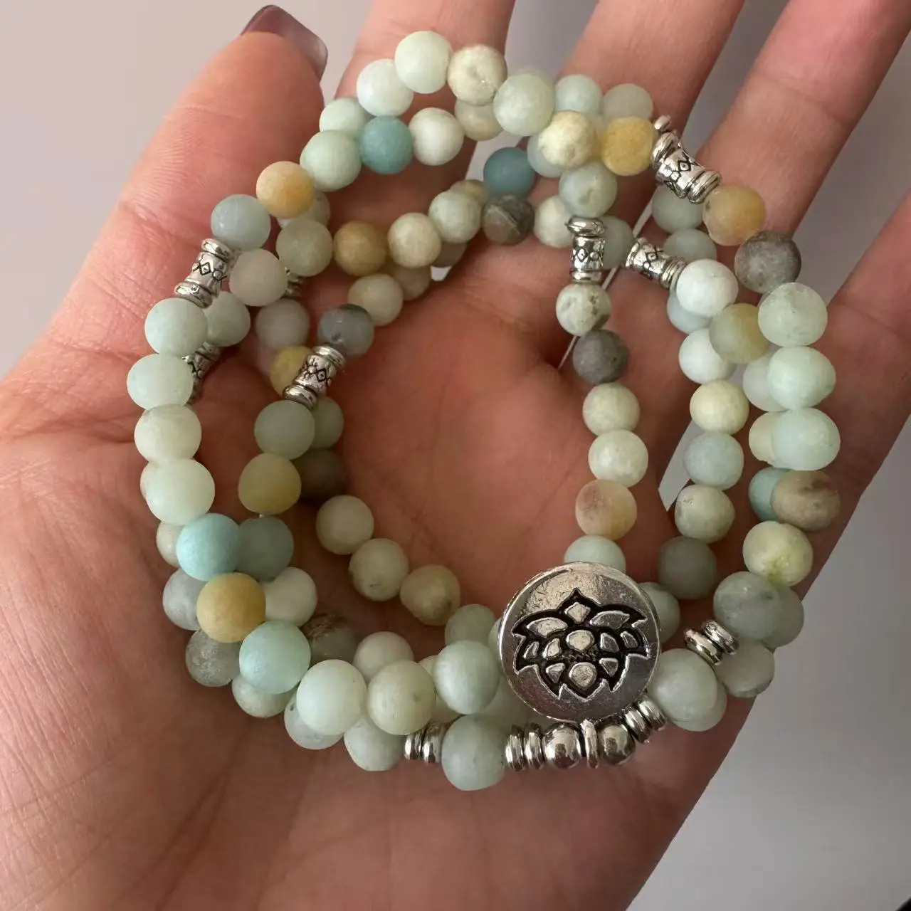 Amazonite Mala 108 beads, Mala Bracelet or Necklace Buddhist Rosary Prayer beads