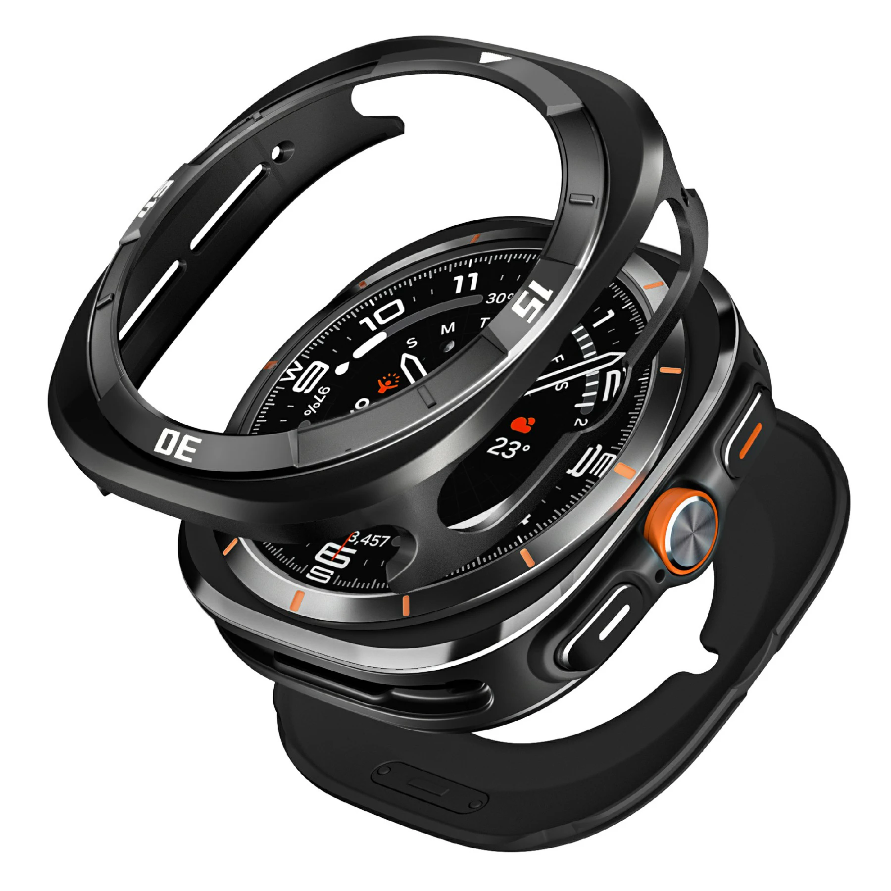 For Samsung Galaxy Watch7 44mm Watch Case Aluminum Alloy + PC Protective Cover - Black / White