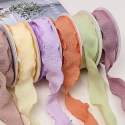 25/40mm 10Yards Candy Color Ribbon Wavy Edge Fishtail Yarn Ribbon for Gift Wrapping DIY Bow Bouquet Cream Style Wrinkled Ribbons