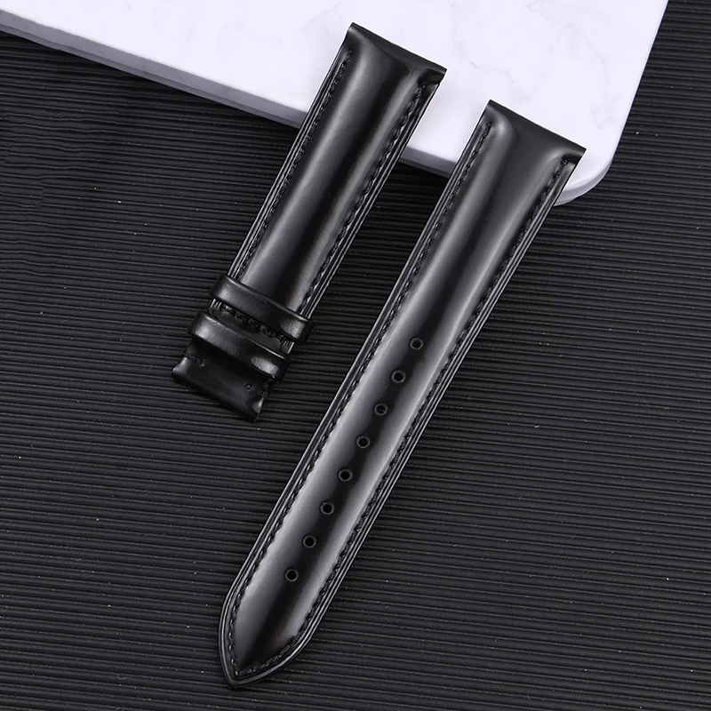 สายนาฬิกาหนังวัวแท้แบบปลดเร็ว เงางาม หนังรัดข้อมือแบบสากลสำหรับ Huawei Samsung ขนาด 20/22 มม. มีสินค้าในสต็อก