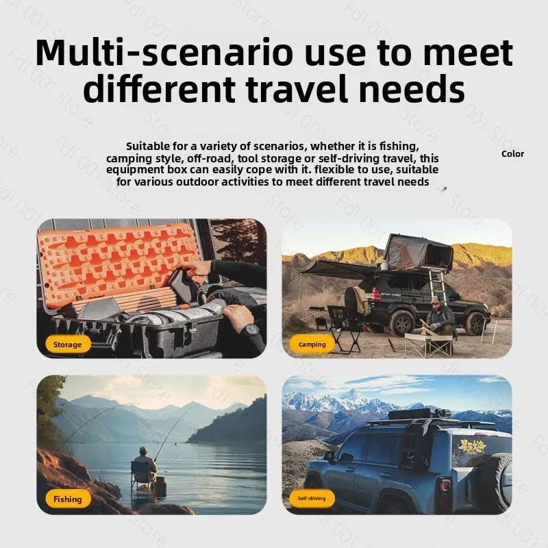 110L Off‑Road Roof‑Mounted Storage Box Hard Shell Waterproof Cargo Case Outdoor Camping Fishing Rod Tool Container