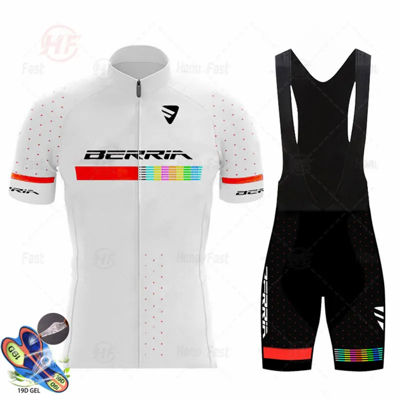 Conjunto de Jersey de ciclismo del equipo BERRIA blanco y negro, ropa de ciclismo para hombre, camiseta de verano para bicicleta de carretera, traje, pantalones cortos con pechera, uniforme MTB, 2025
