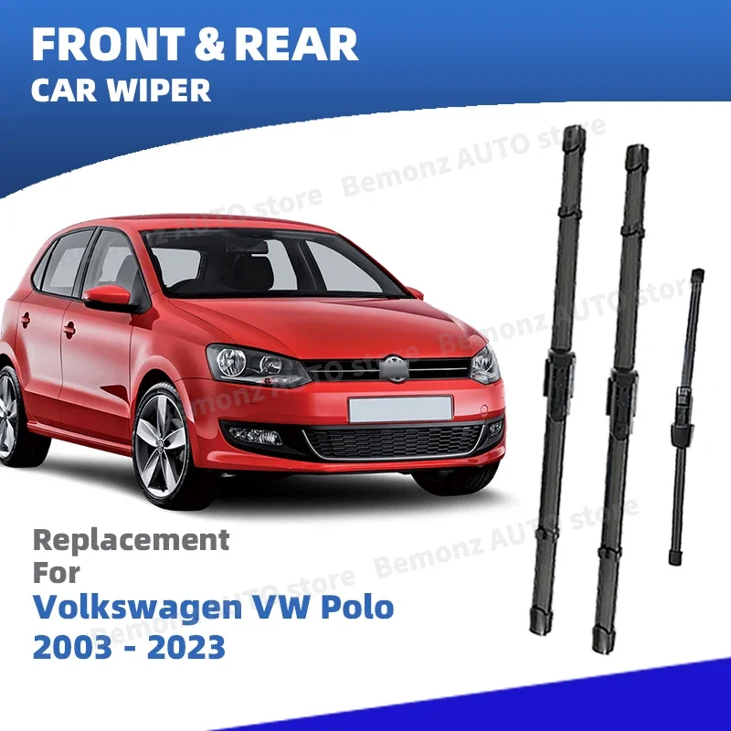 

LHD Front Rear Windshield Wiper Blades For Volkswagen VW Polo 4 5 6 2003-2023 GTI R-LINE Windscreen Window Accessories 2012 2019
