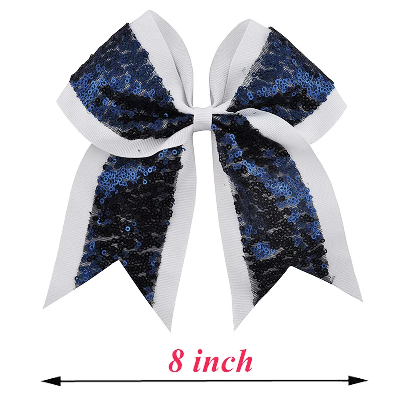 8 inch Women Large Sequin Grosgrain Ribbon Cheer Bow Alligator Clips Barrettes Headwear Teens Sports Cheerleaders Girl Hair Clip