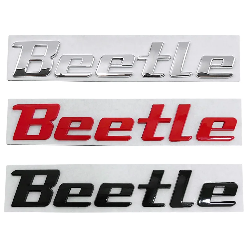 3d Metal Chrome Black Logo Beetle Emblem Letters Nameplate Car Trunk Fender Badge For Beetle Sticker Accessories