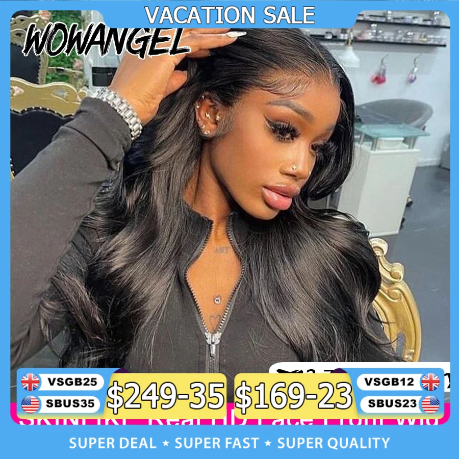 Wow Angel 250% density 13x6 HD Lace Front Wigs Body Wave Melt Skins 13x4 HD Lace Full Frontal Wig Human Hair Wigs Pre Plucked