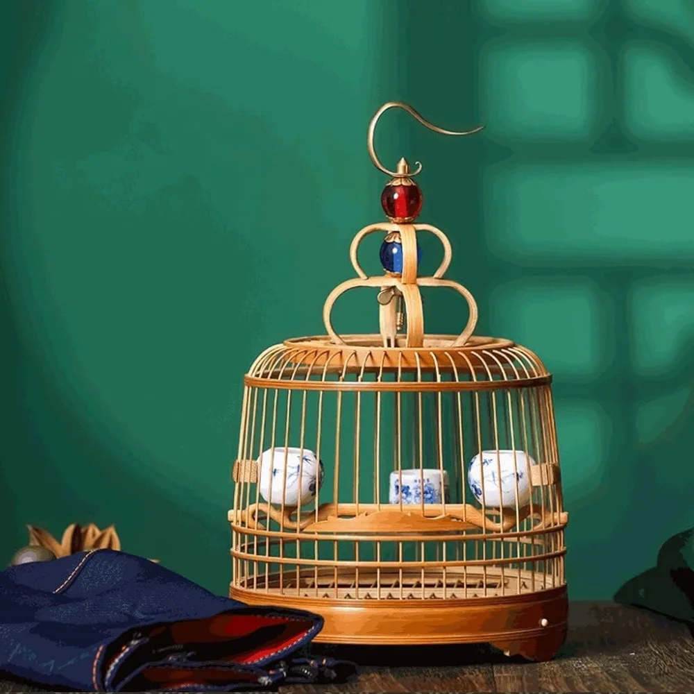 

Bird Cage Vintage Bamboo Cage with Handle Bird Carriers Portable Can Hang Birdcage for Small Parrot Birds Nests Novel Design