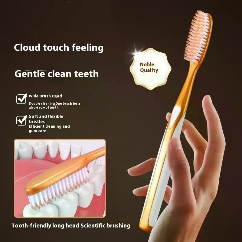 6 Stück rutschfeste, breite Design-Zahnbürste mit großem Kopf und weichen Borsten, mit verlängertem U-förmigem Bürstenkopf