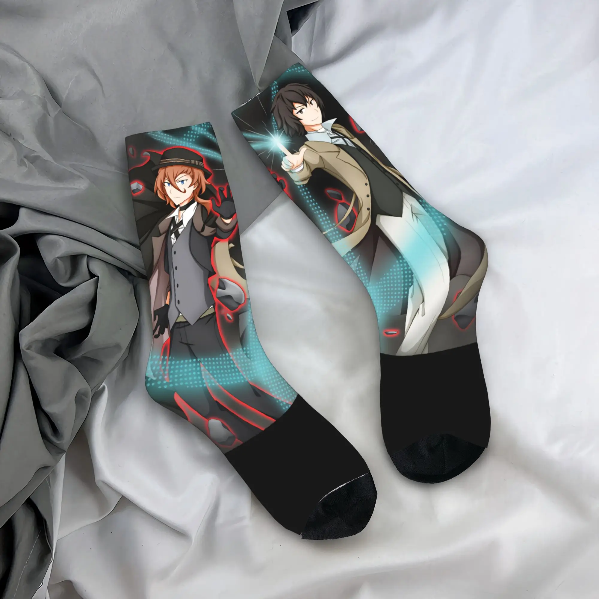 Dazai Bungo Stray Dogs Stockings  Graphic Vintage Socks Autumn Anti Slip Socks Men Outdoor Sports Soft Breathable Socks