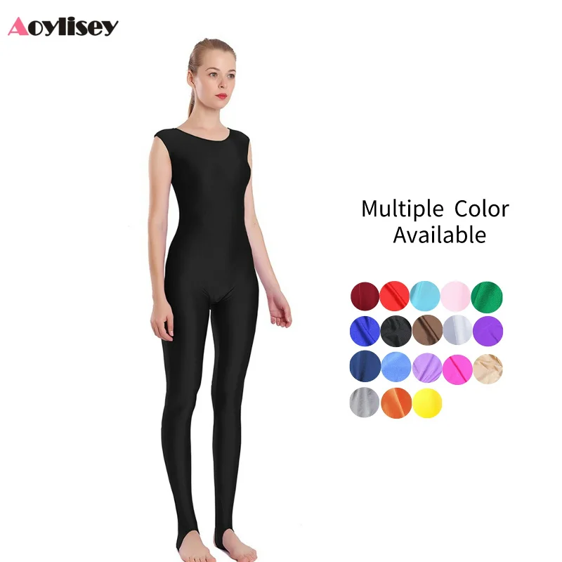 

Women's Black Tank Unitard with Stirrup Ballet Training Suit Body Slimming Basic Training Gymnastics Suit Yoga Stepping Pant